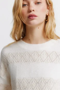 Jersey pointelle rayas lurex