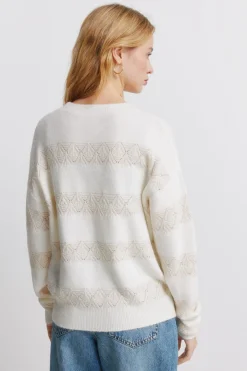 Jersey pointelle rayas lurex