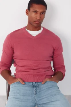 Jersey punto algod&oacute;n cuello pico b&aacute;sico