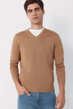 Jersey punto algod&oacute;n cuello pico b&aacute;sico