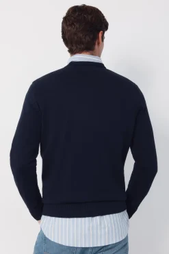 Jersey punto algod&oacute;n cuello pico b&aacute;sico