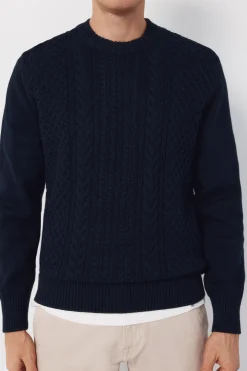 Jersey punto estructura cables cuello redondo