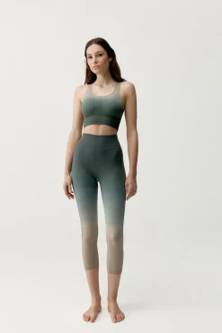 Leggings deportivos Dione verde y beige