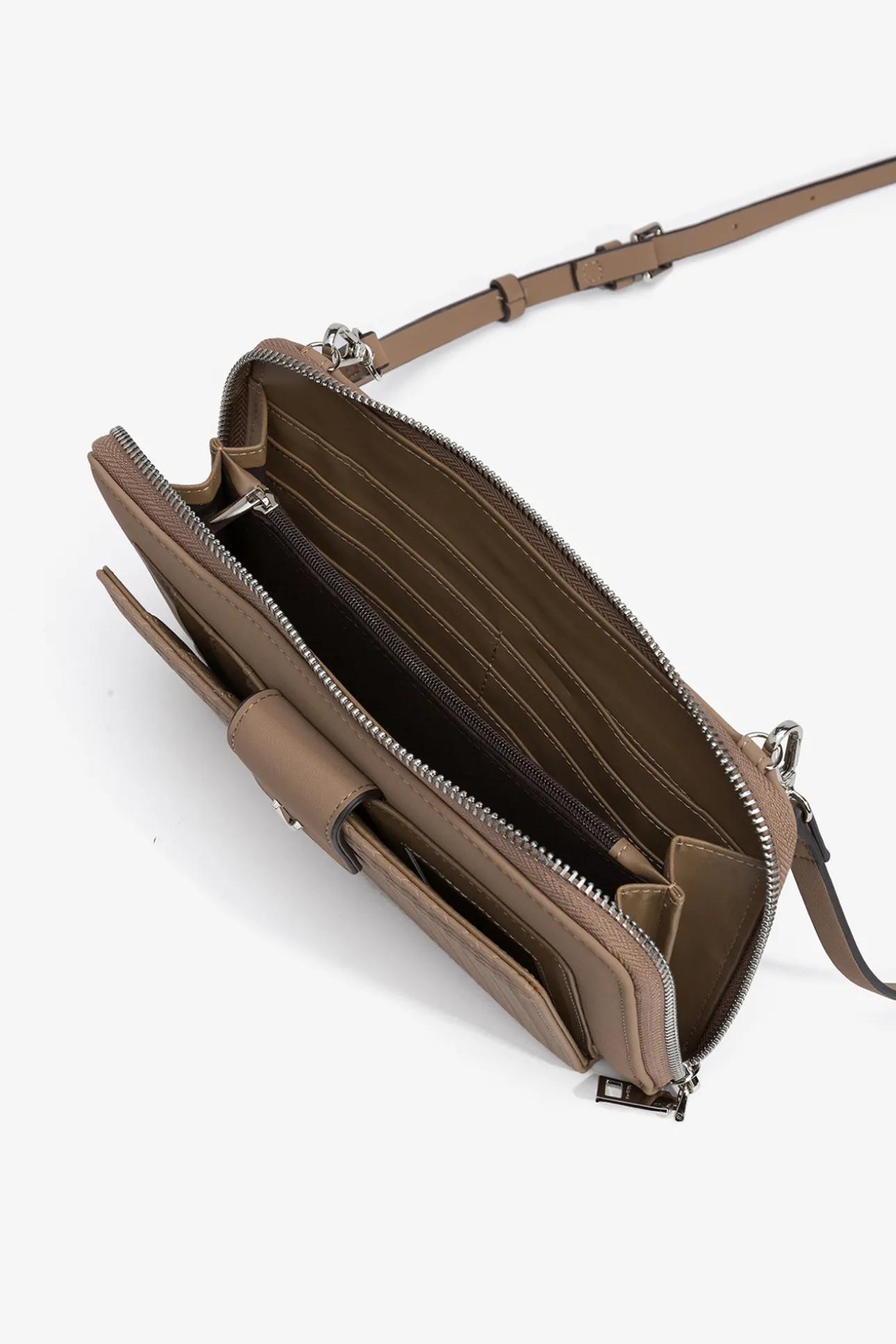 Monedero bandolera efecto gamuza