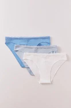 Pack 3 bragas cl&aacute;sicas algod&oacute;n encaje