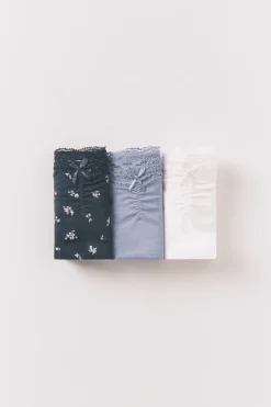 Pack 3 bragas cl&aacute;sicas algod&oacute;n encaje y lazo