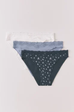 Pack 3 bragas cl&aacute;sicas algod&oacute;n encaje y lazo
