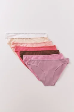 Pack 7 bragas cl&aacute;sicas algod&oacute;n rosa