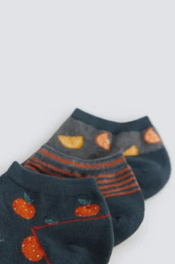 Pack 3 calcetines tobilleros naranjas
