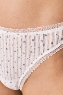 Pack 2 tangas algod&oacute;n azul y estampado blanco