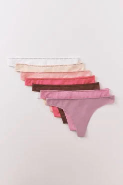 Pack 7 tangas algod&oacute;n rosa