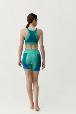 Pantal&oacute;n corto deportivo Darana azul y verde