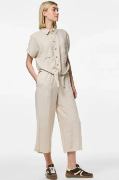 Pantal&oacute;n culotte de lino con cintura el&aacute;stica