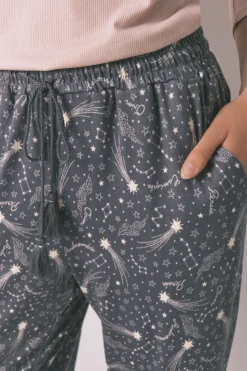 Pantal&oacute;n largo punto c&aacute;lido suave estrellas grises