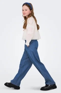 Pantal&oacute;n vaquero ancho con cintura fruncida y cord&oacute;n