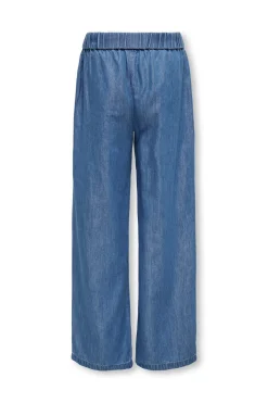 Pantal&oacute;n vaquero ancho con cintura fruncida y cord&oacute;n