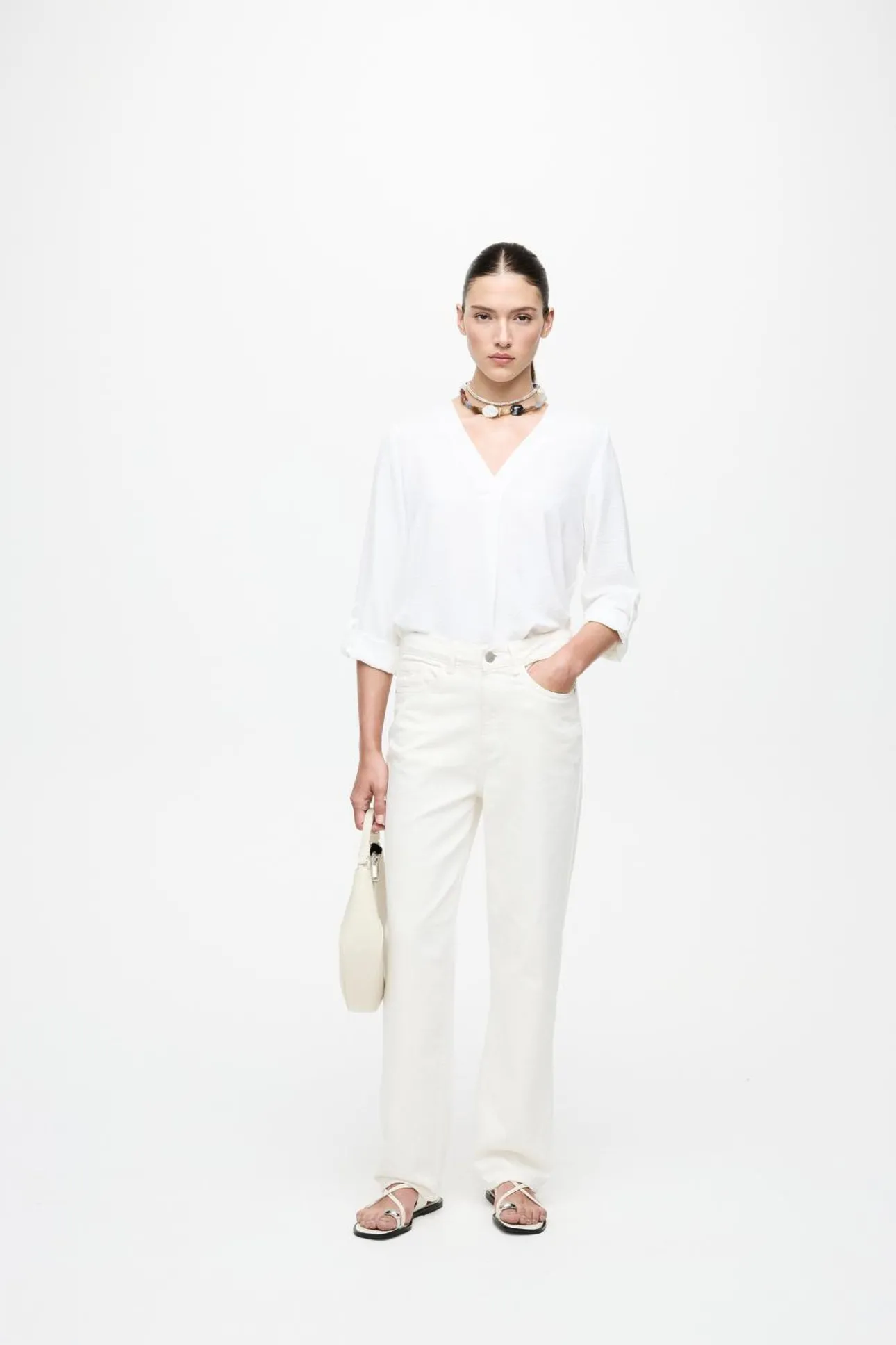 Pantalón vaquero recto con cintura alta