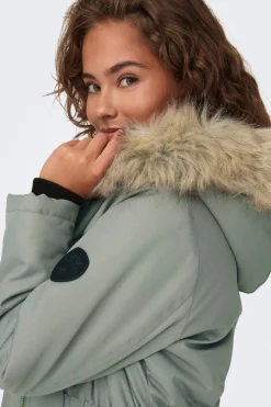 Parka con capucha con pelo