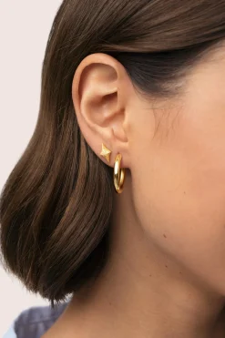 Pendiente Suelto Organic Star Spark Plata Ba&ntilde;o Oro