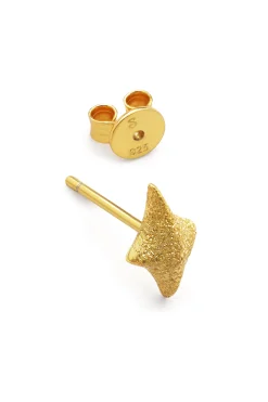 Pendiente Suelto Organic Star Spark Plata Ba&ntilde;o Oro