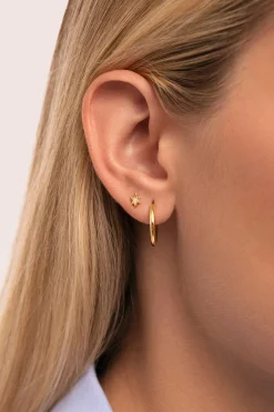 Pendiente Suelto Polaris Plata Ba&ntilde;o Oro