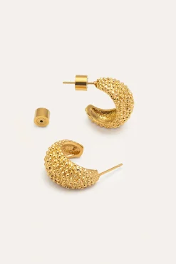 Pendientes Aro Antique Acero Ba&ntilde;o Oro