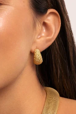 Pendientes Aro Antique Acero Ba&ntilde;o Oro