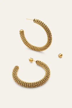 Pendientes Aro Disco Acero Ba&ntilde;o Oro