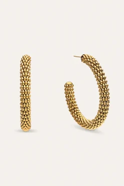 Pendientes Aro Disco Acero Ba&ntilde;o Oro