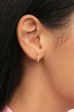 Pendientes Aro Mini Luna Plata Ba&ntilde;o Oro