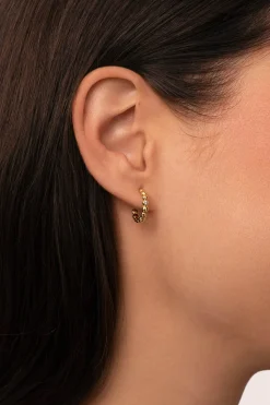 Pendientes Aro Pebble Spark Ba&ntilde;o Oro