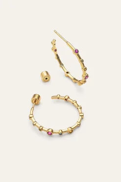 Pendientes Aro Rainbow Bubbles L Ba&ntilde;o Oro