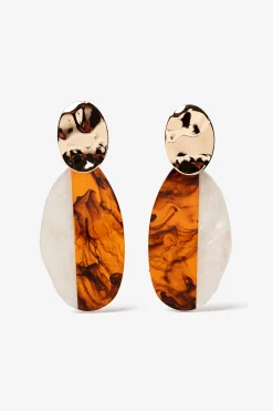 Pendientes con Colgante Oval Bicolor