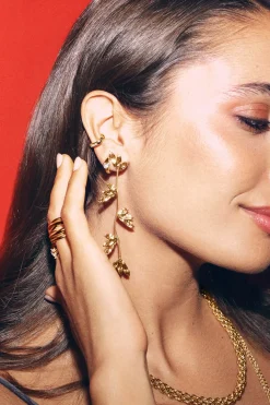 Pendientes Florenda Acero Ba&ntilde;o Oro