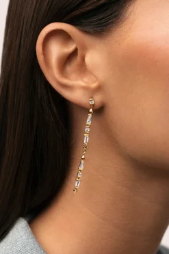 Pendientes Long Iris Ba&ntilde;o Oro