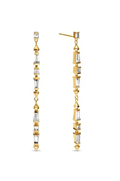 Pendientes Long Iris Ba&ntilde;o Oro