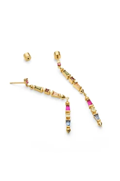 Pendientes Long Iris Colors Ba&ntilde;o Oro