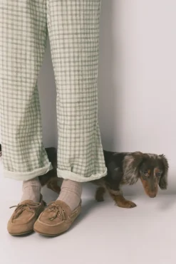 Pijama camisero largo 100% algod&oacute;n estampado cuadros