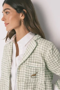 Pijama camisero largo 100% algod&oacute;n estampado cuadros