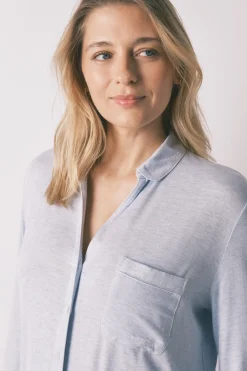 Pijama camisero largo "maternity" super soft azul