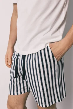 Pijama corto hombre 100% algod&oacute;n rayas