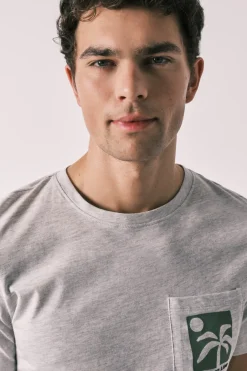 Pijama corto hombre algodón estampado palmeras