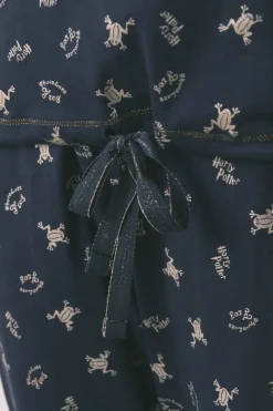 Pijama largo 100% algod&oacute;n azul estampado ranitas