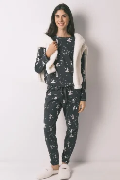 Pijama largo 100% algod&oacute;n gris El Principito