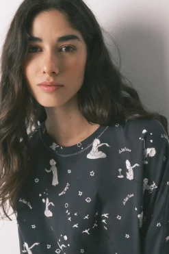 Pijama largo 100% algod&oacute;n gris El Principito