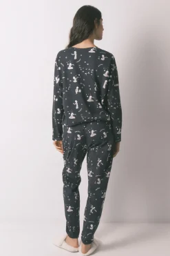 Pijama largo 100% algod&oacute;n gris El Principito