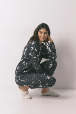 Pijama largo 100% algod&oacute;n gris El Principito