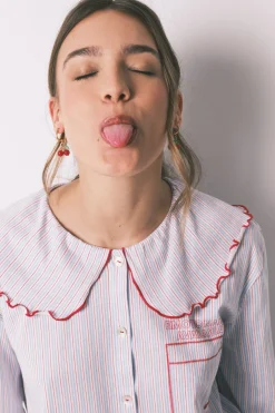 Pijama largo algod&oacute;n cuello bobo