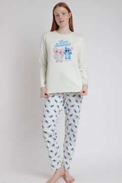 Pijama largo estampado Stitch para mujer