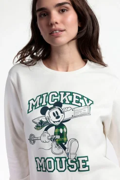 Pijama largo felpa cuadros 100% algod&oacute;n Ski Mickey